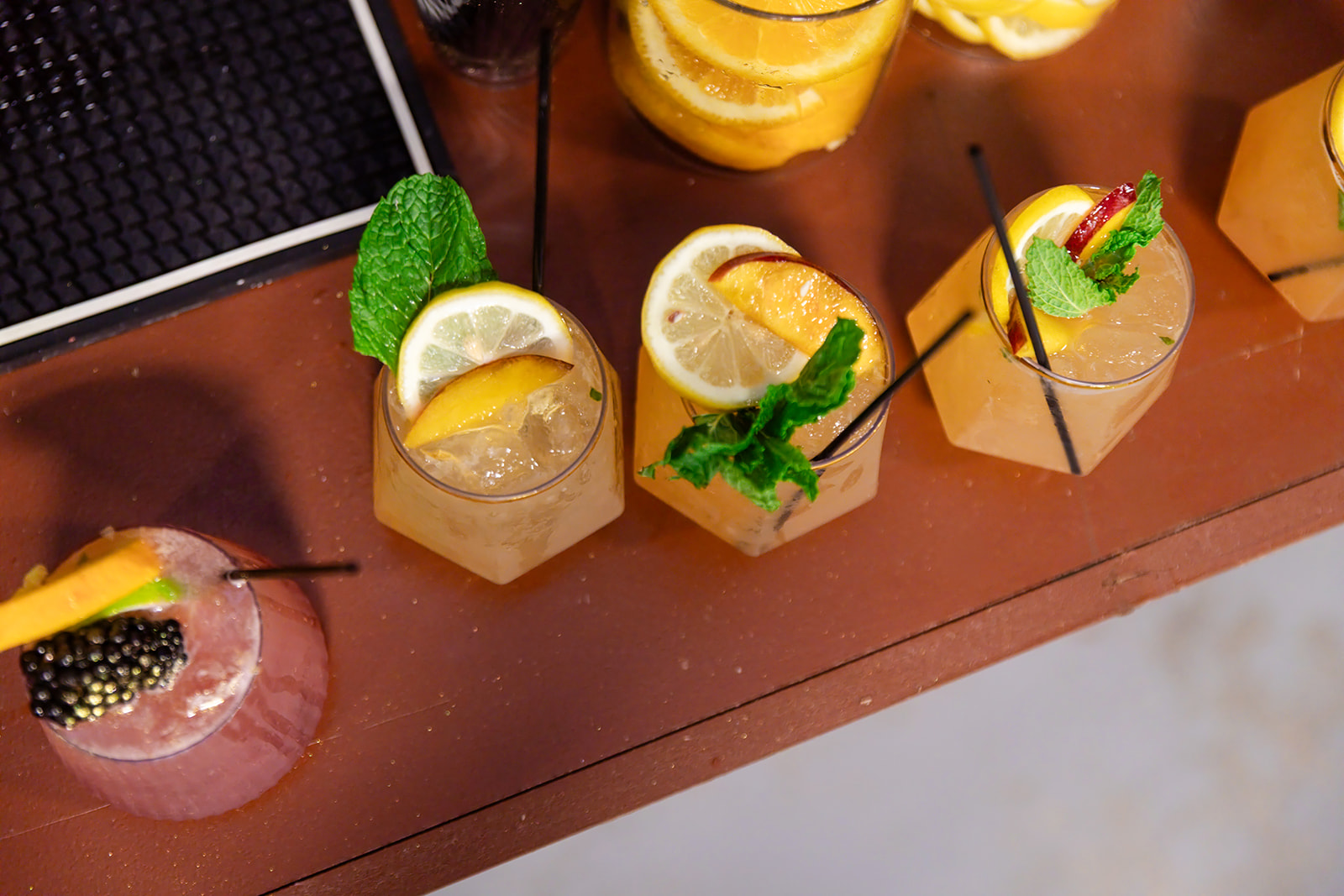 A flight of cocktails