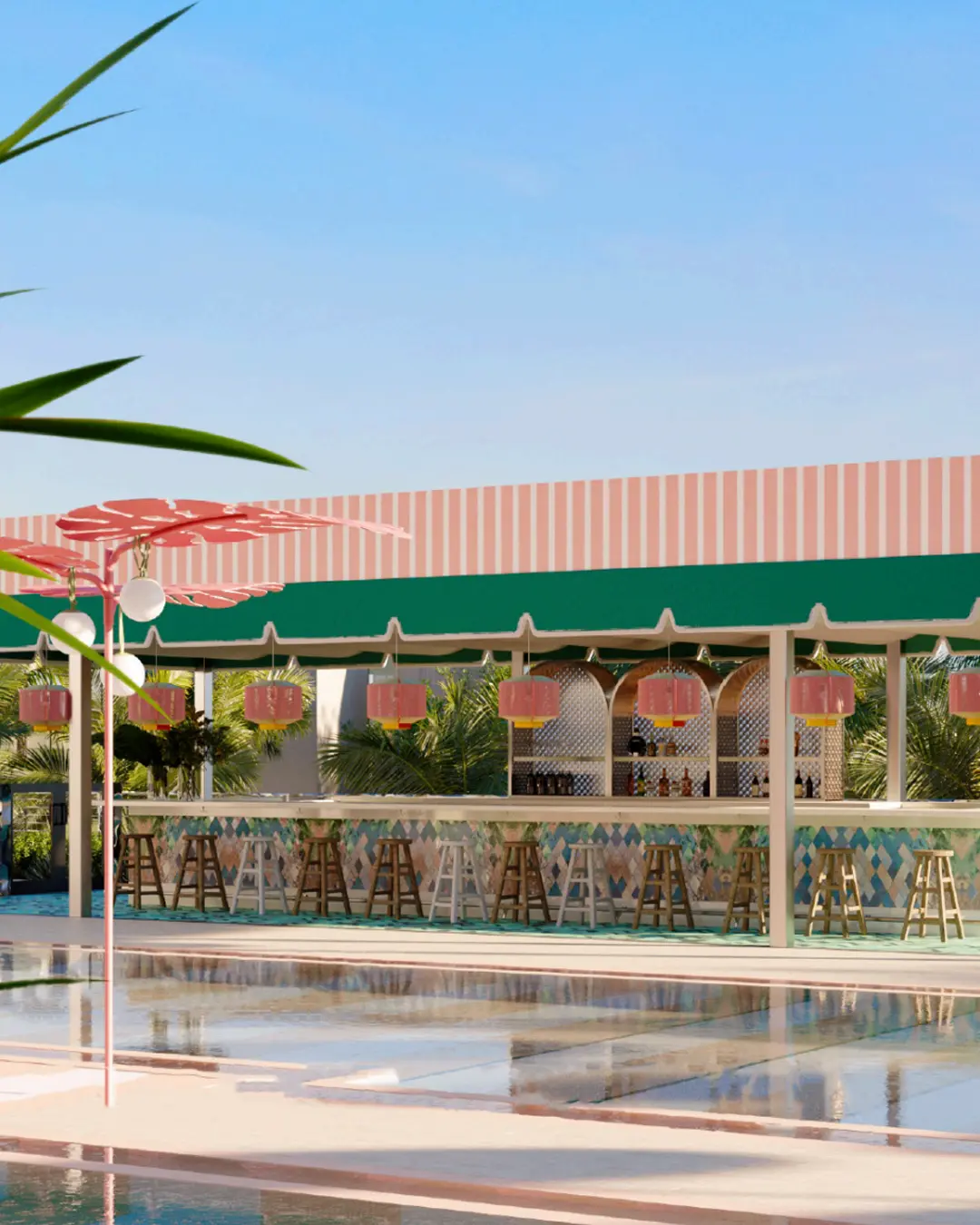 The poolside bar at Goodtime Hotel