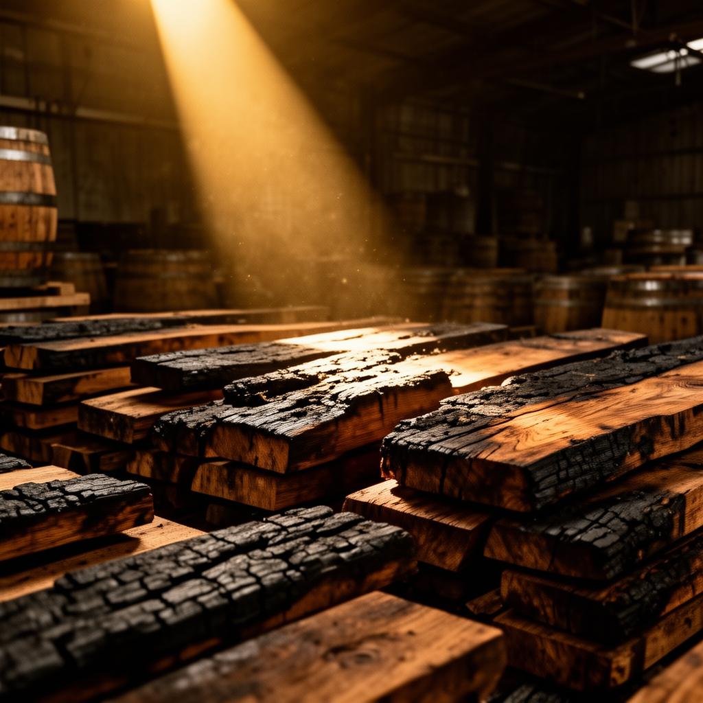 Cognac casks resting in low candlelight