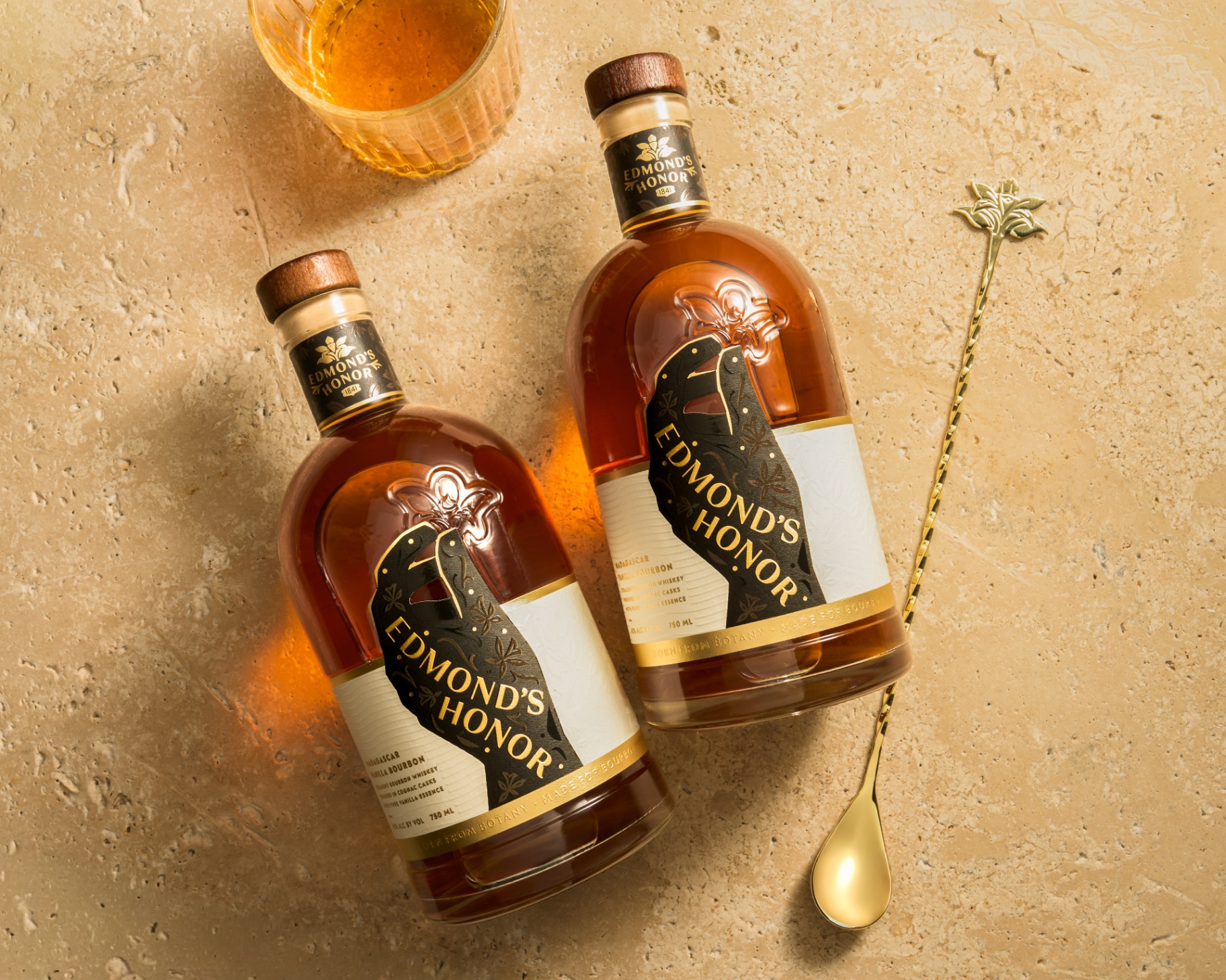 Madagascar Mule served in a copper mug beside the Edmond's Honor bottle